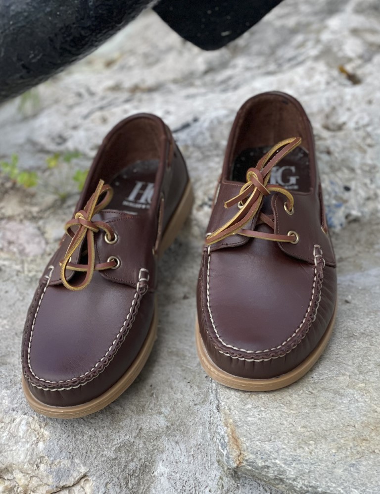 Ανδρικά καφέ δερμάτινα Boat παπούτσια HG175540 φωτογραφία